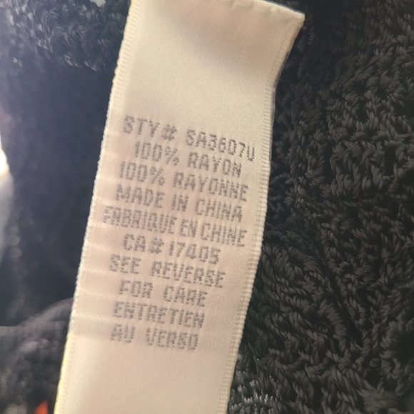 Vintage Conrad C Open Knit Tee Pullover / Black Knit / Tagged Medium - Picture 6 of 7